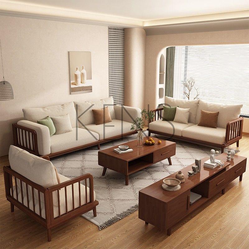 【KENS】沙發 沙發椅 北歐現代簡約實木沙發經濟型客廳布藝貴妃原木沙發組合小戶型家具