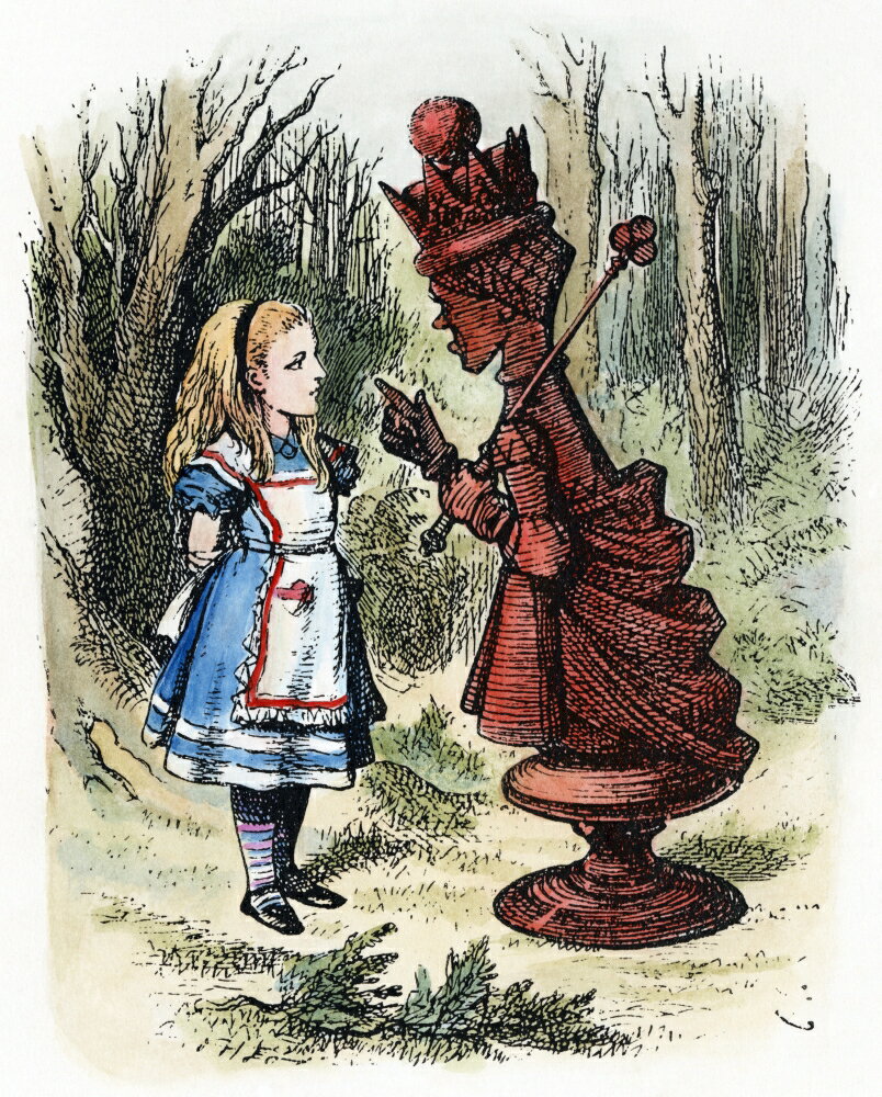 Posterazzi Carroll Looking Glass Nalice And The Red Queen Wood Engraving After Sir John Tenniel