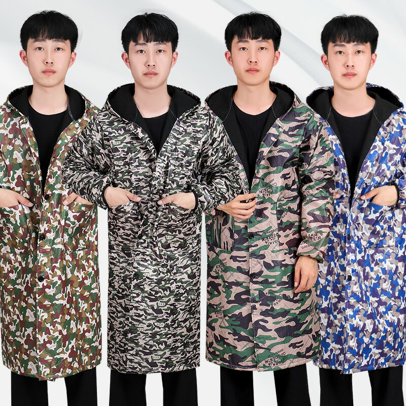 工作服男士加厚棉服冬季防水連體大褂勞保服外套工地迷彩制服套裝