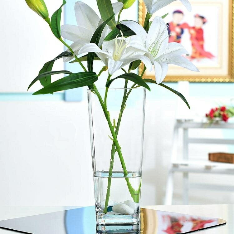 富貴竹花瓶大號玻璃水培方形花器客廳百合插花透明落地花瓶擺件雙十二