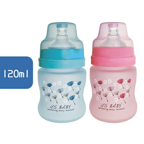US BABY 優生 真母感特護玻璃瓶(寬口徑)120ml (藍/粉)【單入】【悅兒園婦幼生活館】