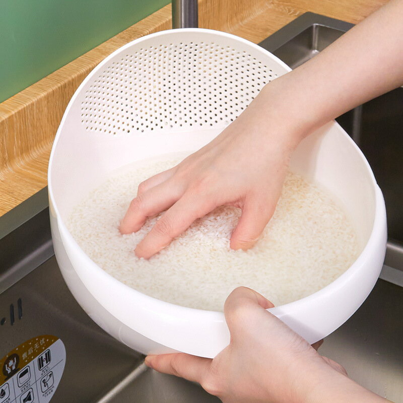 楓林宜居 洗菜盤瀝水籃家用廚房用品淘米神器洗米篩細孔不漏米水果盆菜籃子