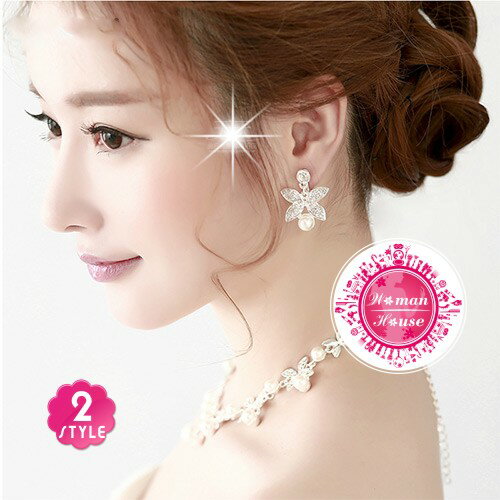 ::新娘飾品:: 韓式款蝴蝶珍珠項鍊耳環組-2色任選 [50058]◇美容美髮美甲新秘專業材料◇