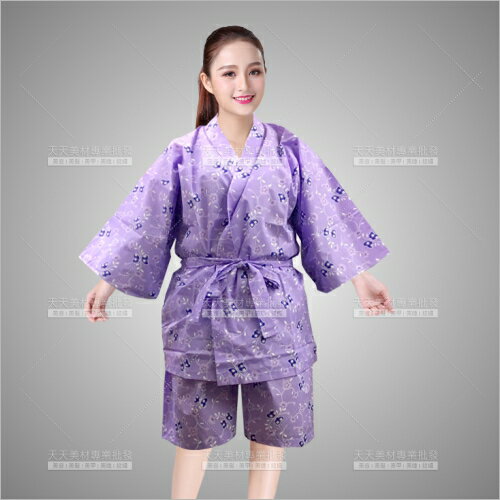 台灣製 TaiRay桑拿按摩和服浴衣(短衣+褲)-蝴蝶紫[98967]