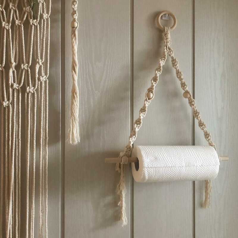 紙巾掛鉤置物架 手工編織 ins北歐風 牆上壁掛 臥室客廳裝飾