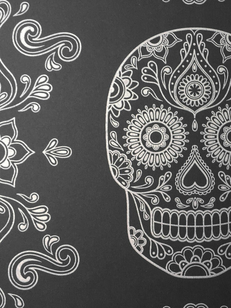 骷髏頭紋萬聖節英國壁紙墨西哥亡靈節sugar Skull Wallpaper Grey Silver 壁紙屋本舖 Rakuten樂天市場