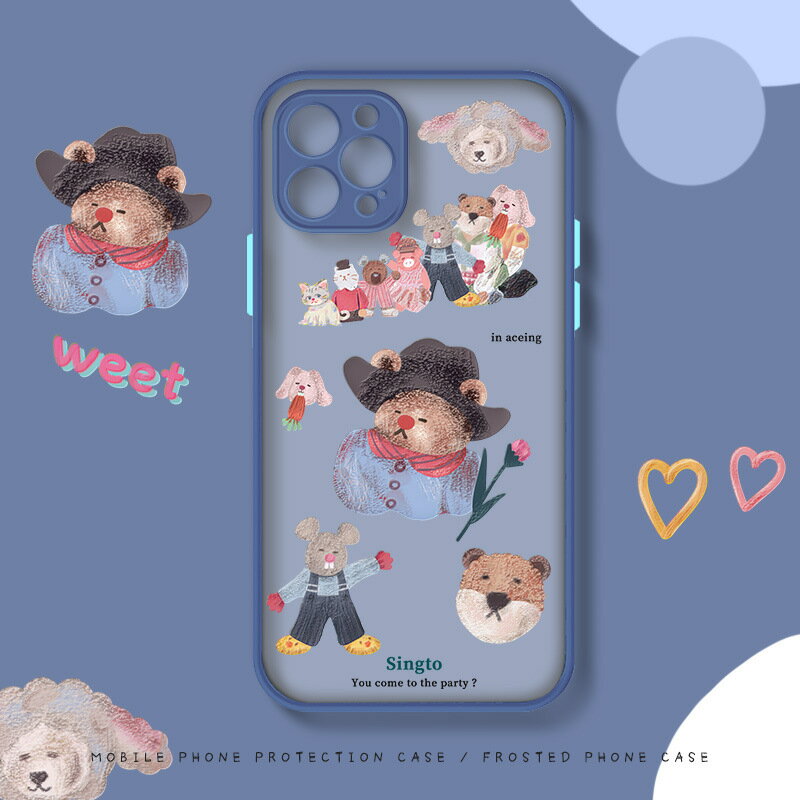 iphone手機殼/保護殼 可愛ins小動物適用iPhone12pro max蘋果11手機殼x/xs膚感殼78plus【CM10396】