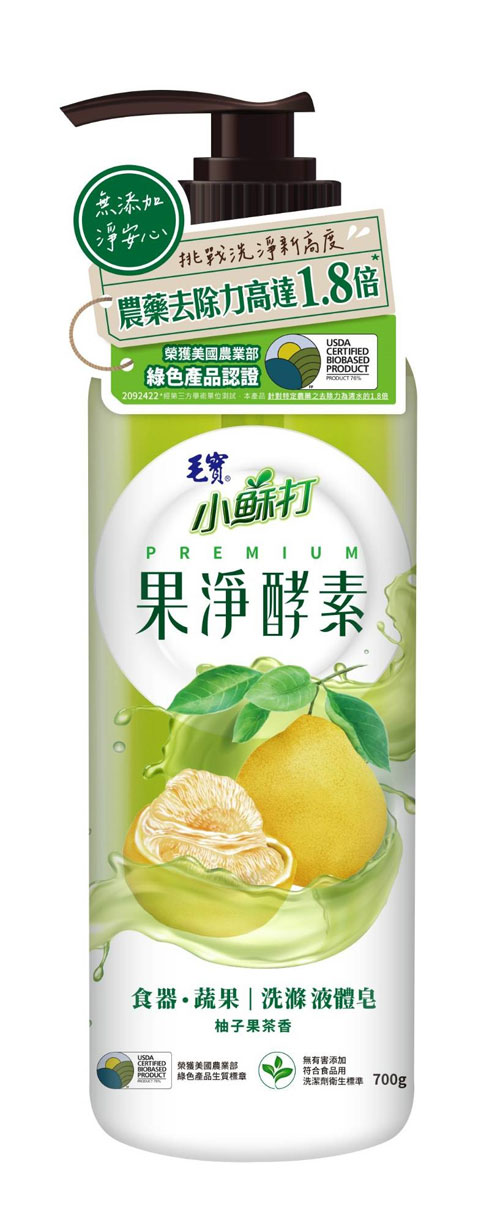 毛寶 果淨酵素食器蔬果洗滌液體皂 柚子果茶 700g