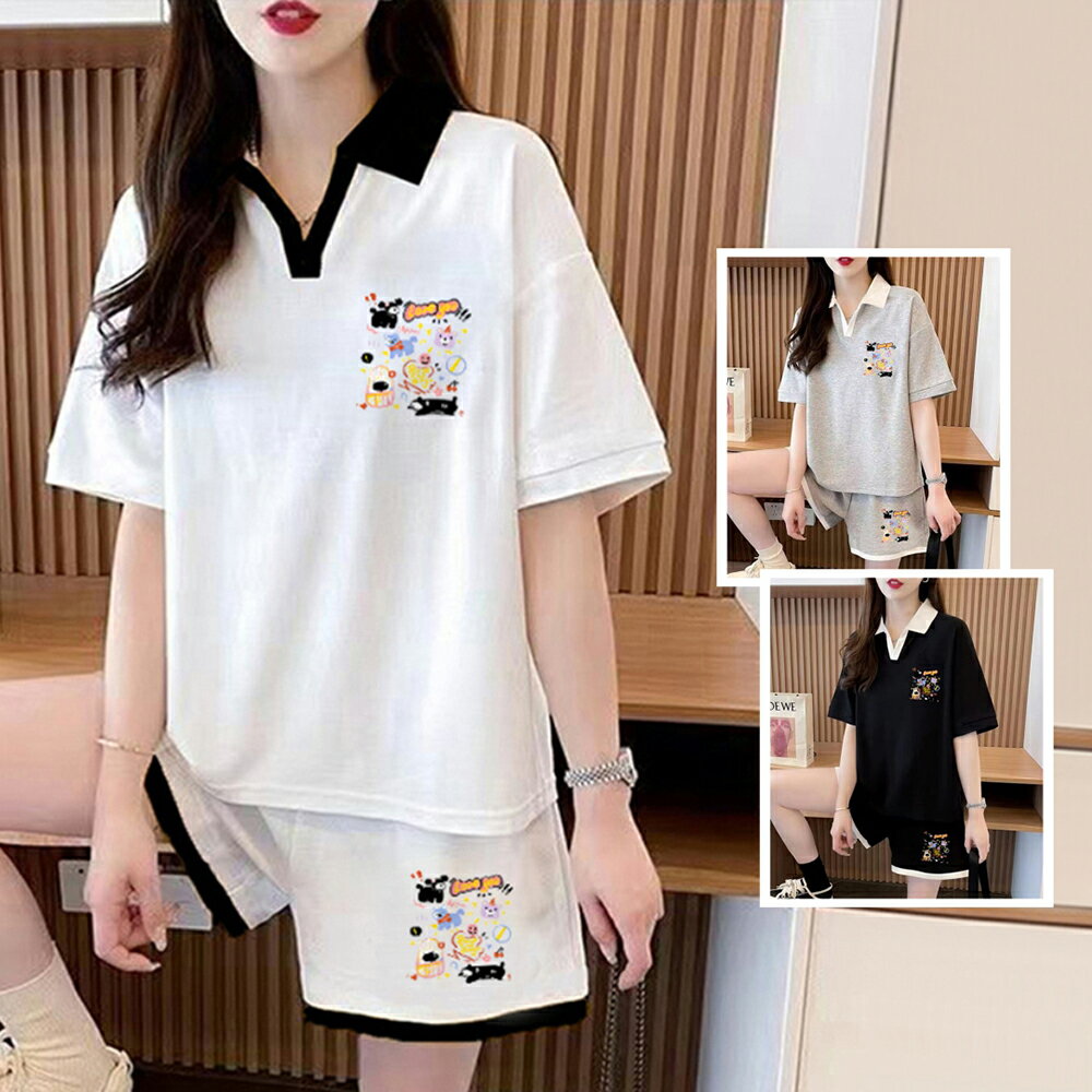 ＊ORead＊休閒運動短袖T恤短褲套裝兩件套(3色M~XL)