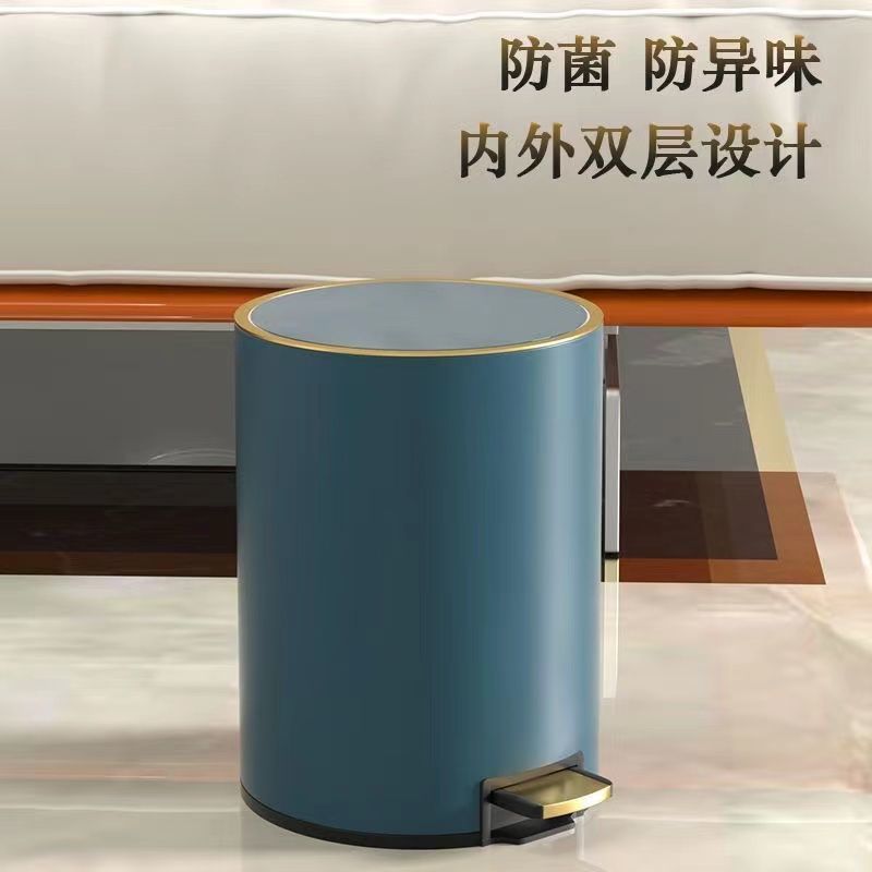 垃圾桶奢華家用不銹鋼帶蓋腳踏高階客廳臥室廚房輕奢風廁所大容量