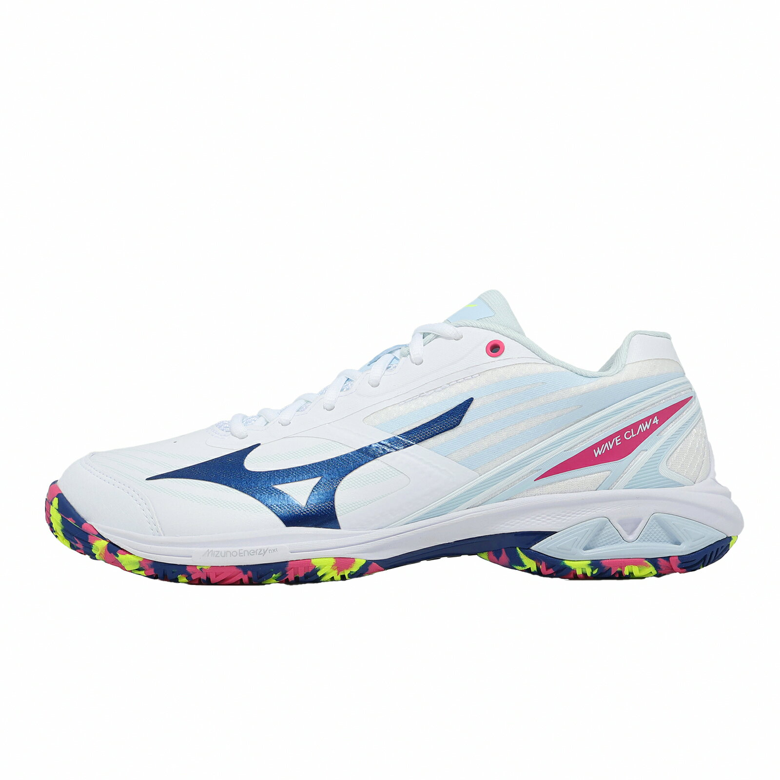 Mizuno 美津濃 羽球鞋 Wave Claw 4 寬楦 男鞋 白 藍 緩震 回彈 支撐 71GA2643-02