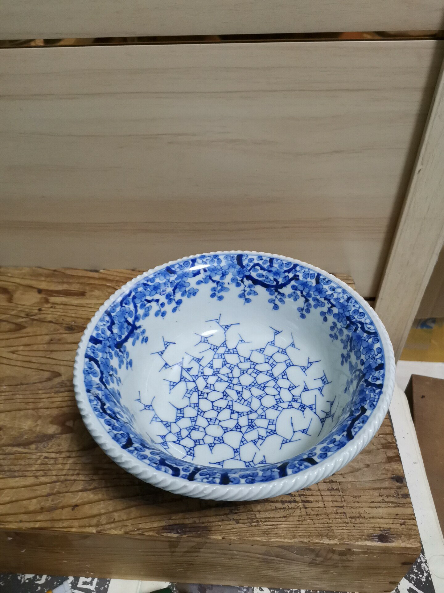 日本迴流瓷器昭和時期青花手繪滿工大缽瓷器真品果子缽盤皿。畫工