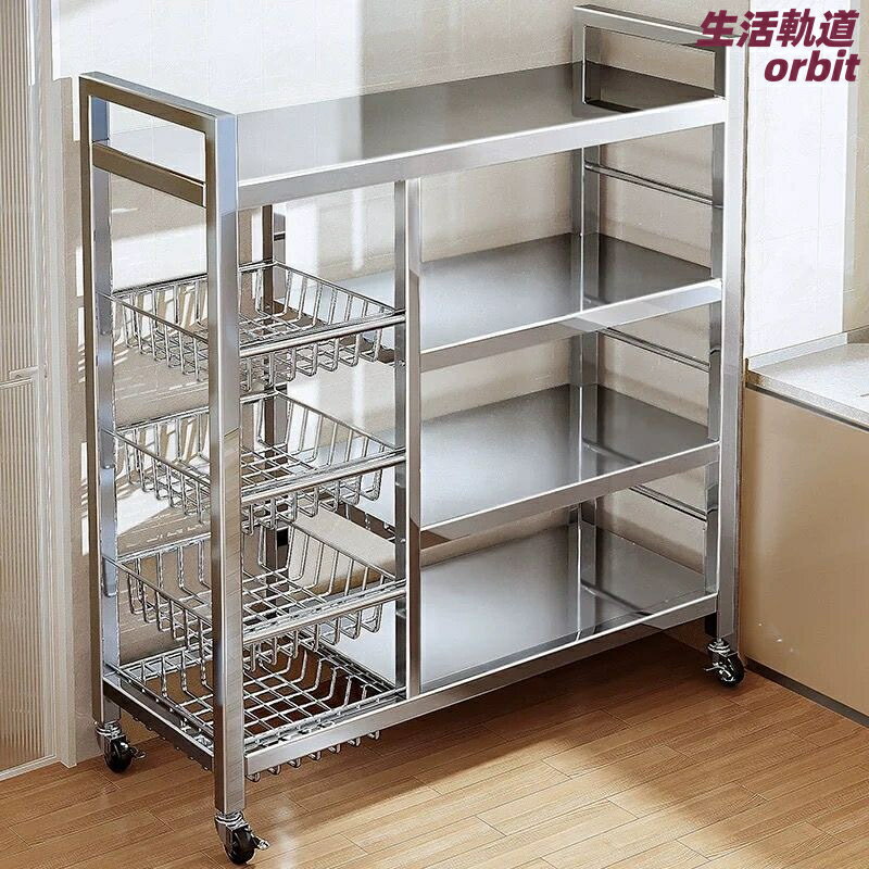 【廚房擴容神器】置物架 收納架 儲物架 微波爐架 落地多層架 不鏽鋼承重強 鍋具蔬菜收納 家用廚房必備