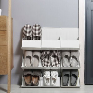 日式多層可疊加鞋架簡易門口家用塑料鞋托宿舍收納鞋架分層整理架