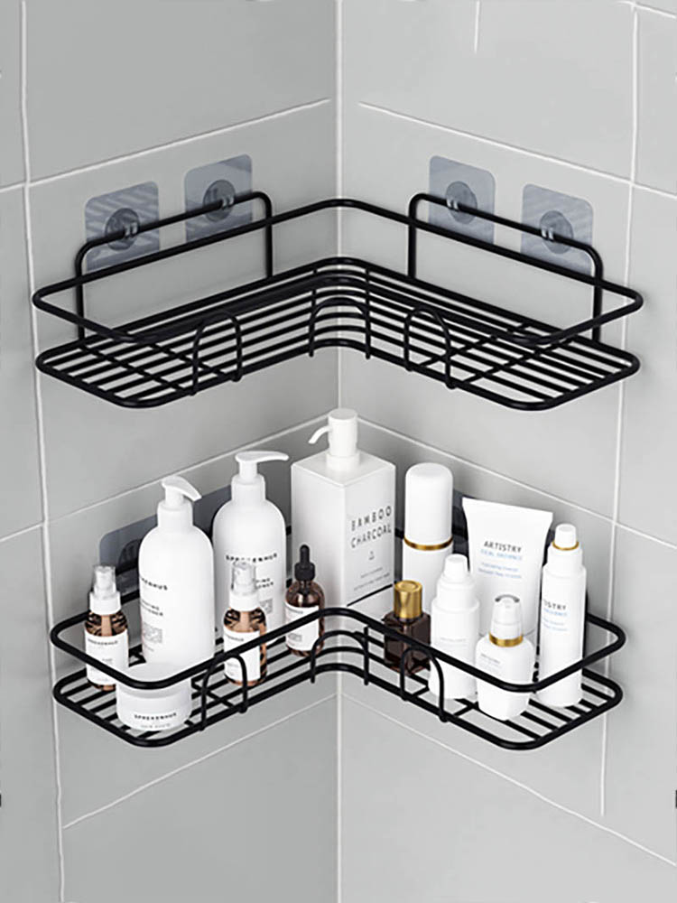浴室墻角置物架多功能免打孔吸盤瀝水免打孔衛生間收納盒收納神器