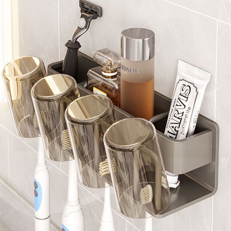牙刷浴室置物架衛生間免打孔吸壁式刷牙漱口杯杯子壁掛牙刷架