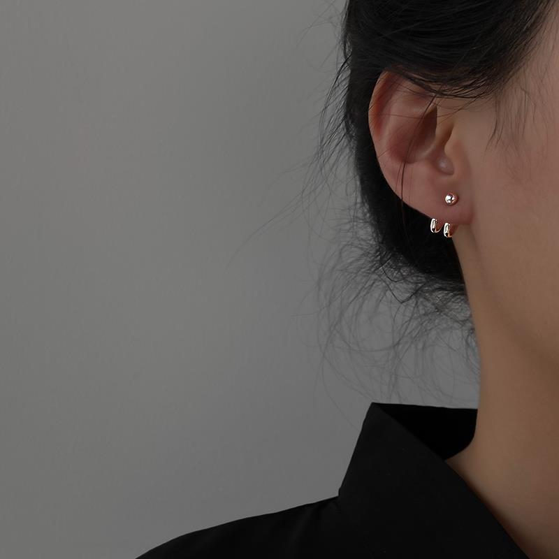 925純銀后掛式耳釘女年新款潮耳環簡約小巧個性一款多戴耳飾 2