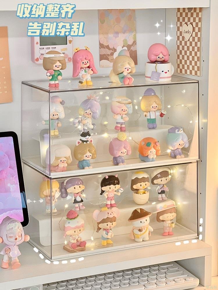 盲盒收納展示架手辦展示櫃娃娃公仔擺件桌面萌粒亞克力透明展示盒