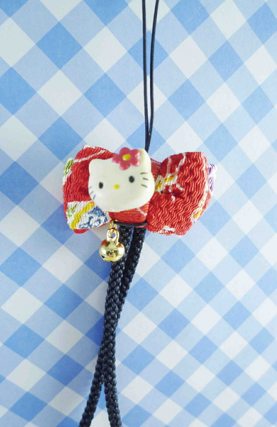 【震撼精品百貨】Hello Kitty 凱蒂貓 KITTY手機吊飾-和風系列-黑紅 震撼日式精品百貨