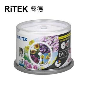 【RiTEK錸德】 16X DVD-R 桶裝 4.7GB 高寫真滿版可列印式 50片/組