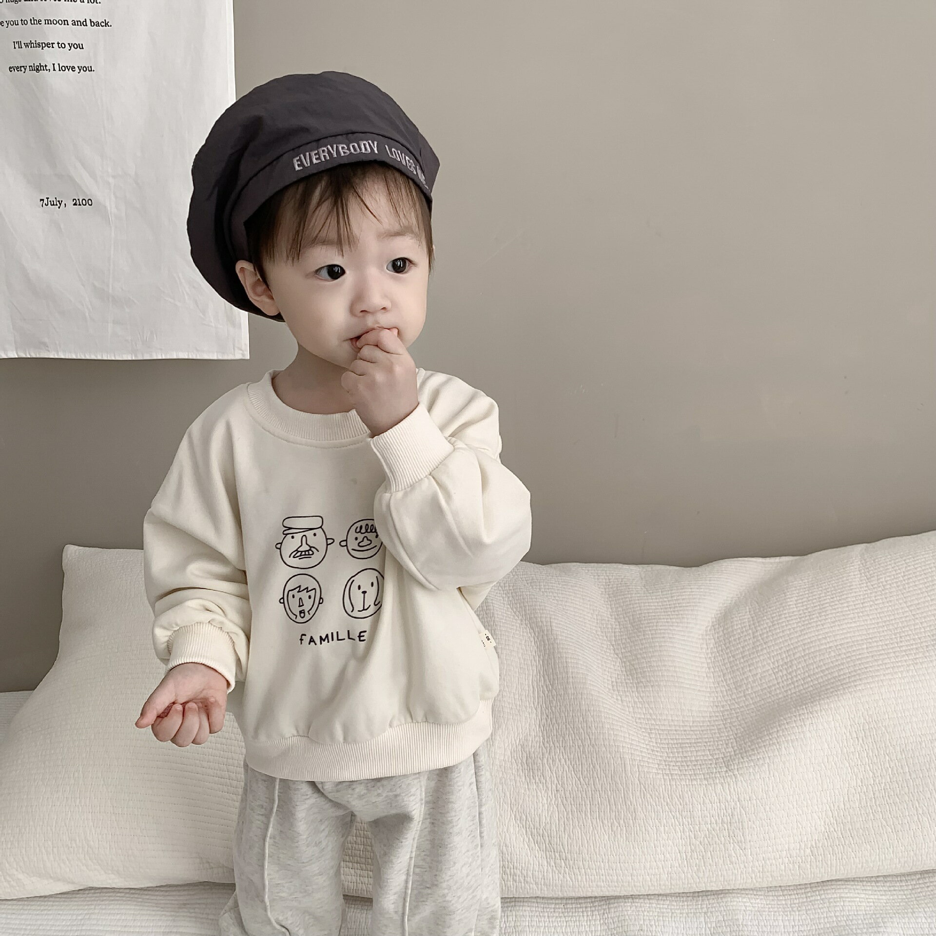 兒童套裝春款韓版童裝嬰兒長袖字母衛衣衛褲兩件套男童春季衣服