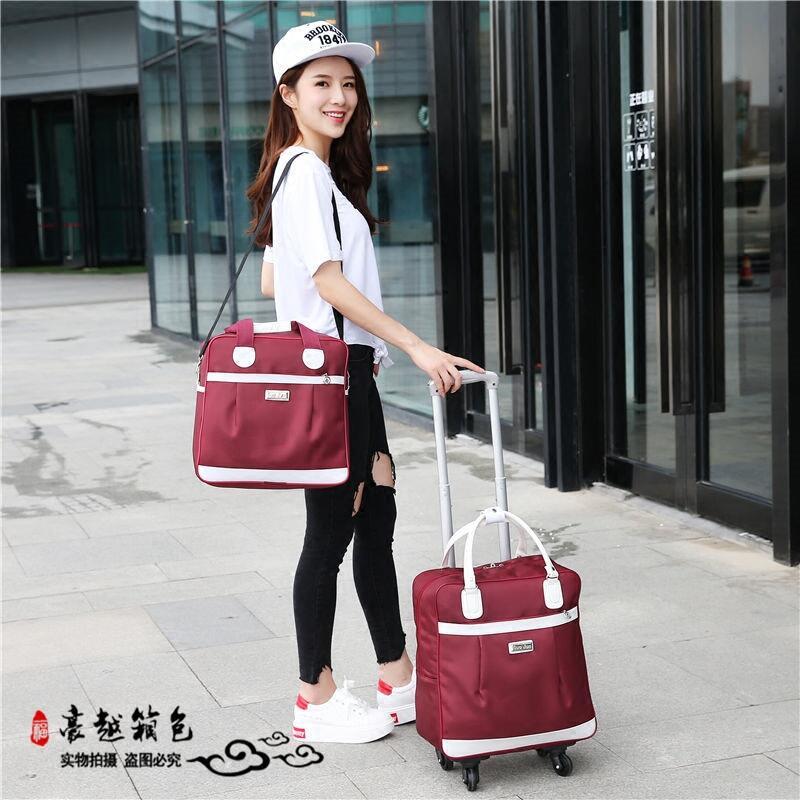 拉桿旅行包女大容量手提韓版短途旅遊登機防水出差輕便超大行李袋