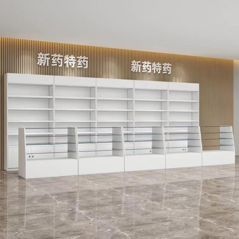 免運 快速出貨 廣告牌 展架 落地式展架 戶外展架 立式展架燈箱廣告牌led發光海報展示牌 可定製 整店設計新款藥店貨架西藥櫃醫用藥品展示架診所藥櫃臺展示櫃高階