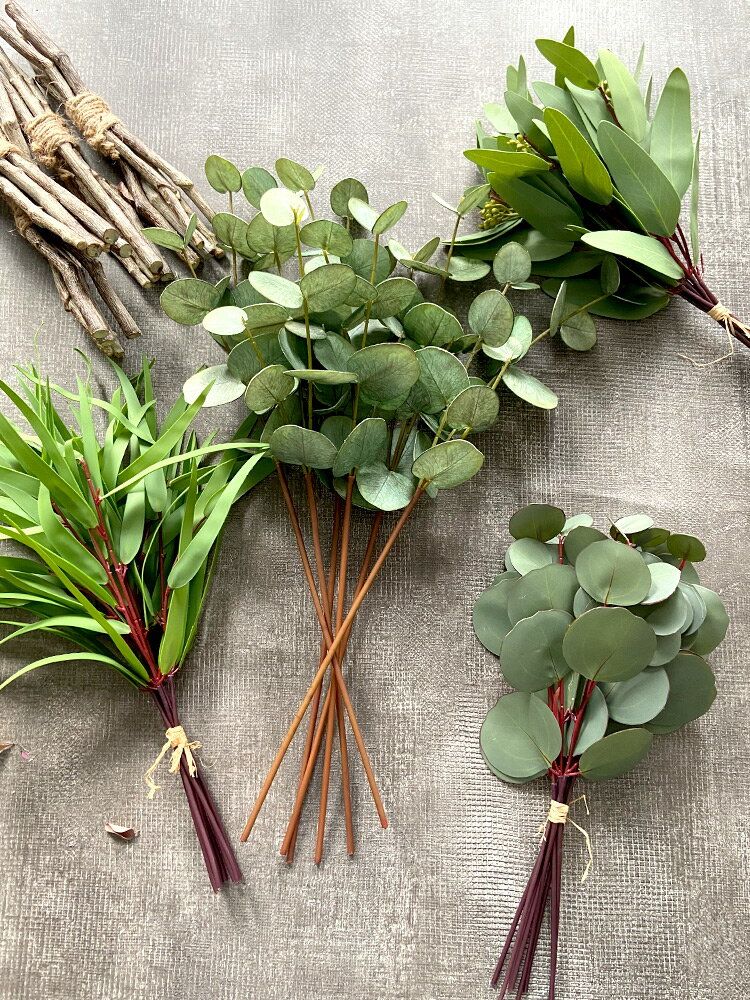 尤加利葉花束仿真花假綠植裝飾擺件手工DIY材料絹花