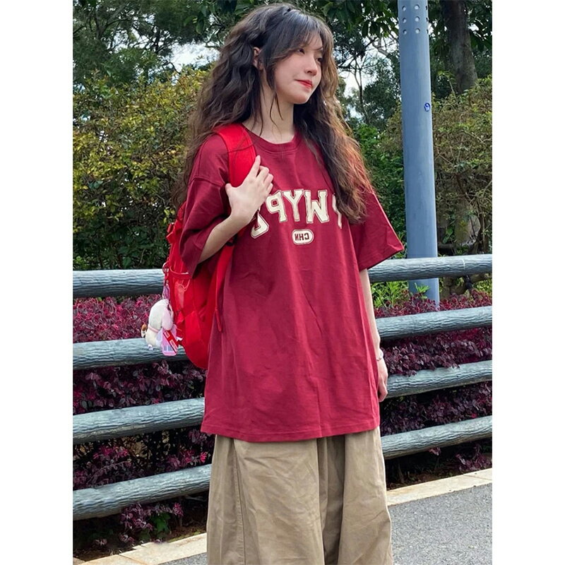 美式復古短袖t恤女夏寬松ins潮設計感小眾慵懶風chic港味半袖上衣