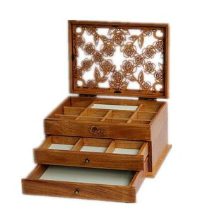 三層四葉草首飾盒木質 實木首飾盒 歐式首飾盒 木