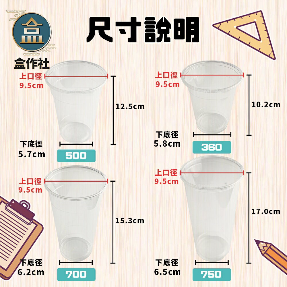 【盒作社】95口徑透明PP杯系列🥤[箱購免運]#台灣製造/塑膠杯/外帶容器/飲料容器/可封膜/就口杯/提袋/杯架/可超取 4