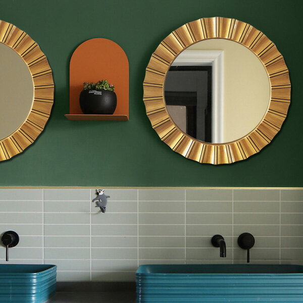 歐式古典鏡子正圓形裝飾鏡浴室掛鏡防水防潮玄關鏡衛生間廁所鏡子