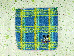 【震撼精品百貨】Micky Mouse 米奇/米妮 小方巾-藍格子 震撼日式精品百貨