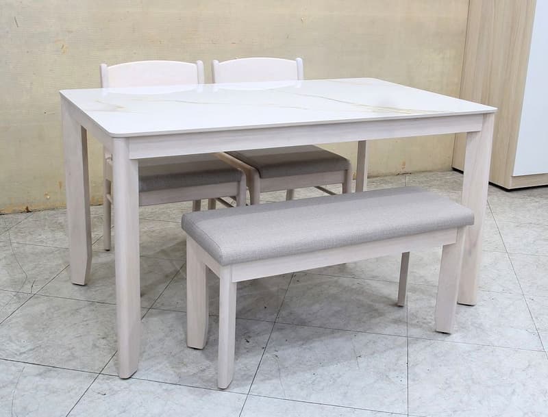 【歐風別館】象印北歐風4.5尺洗白色實木岩板餐桌【基隆至台中免運費】