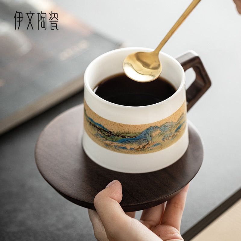 咖啡杯子 陶瓷咖啡杯杯碟套裝中式高檔下午茶杯高檔白瓷水杯家用馬克杯 免運