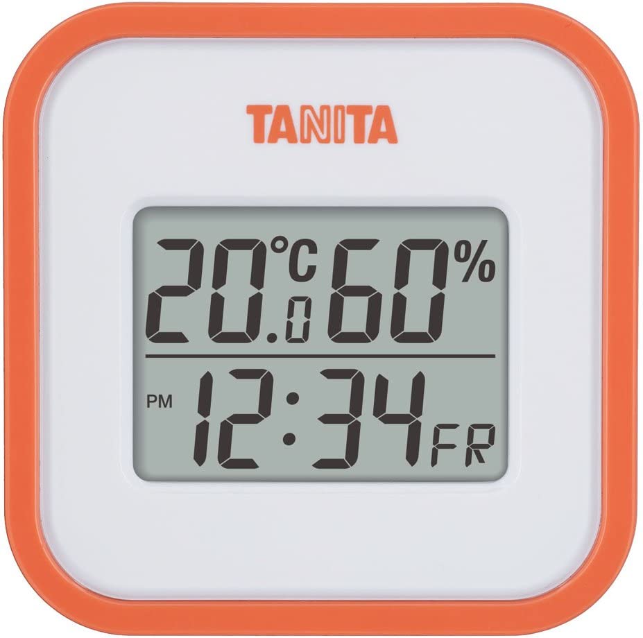 【日本代購】Tanita 百利達 溫溼度計 時鐘 鬧鐘 可壁掛 TT-558 橙色