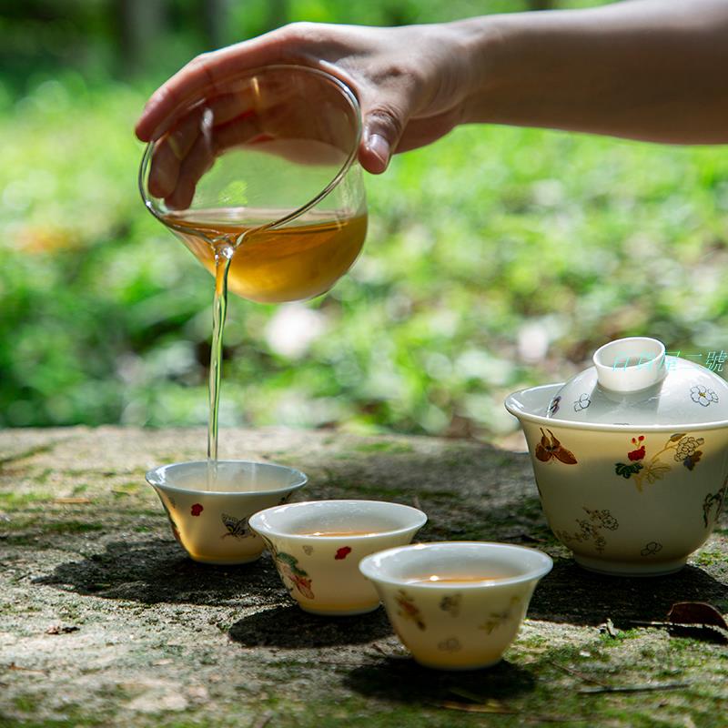 便攜茶具蓋碗玻璃茶具快客杯旅行茶具露營伴手禮一壺三杯收納包