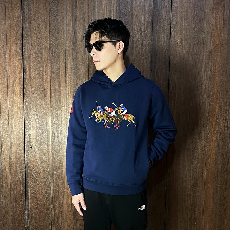 美國百分百【全新真品】Ralph Lauren 連帽上衣 棉質 刷毛 青年版 RL 帽T 長袖 POLO 群馬 深藍 CS54