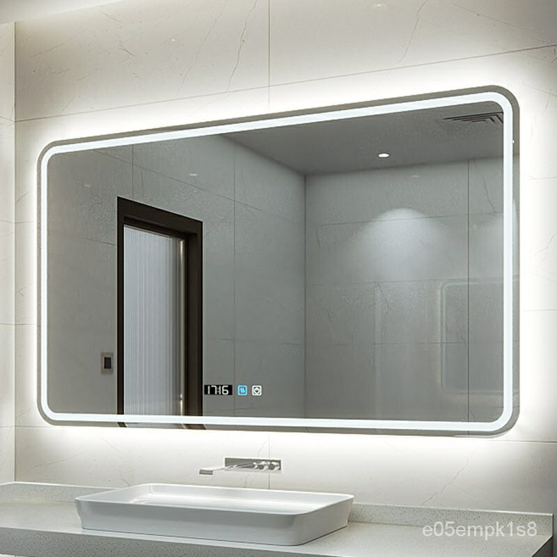 免運 浴室鏡智能衛生間鏡燈光可調一鍵除霧led酒店工程輕奢鏡子 可開發票