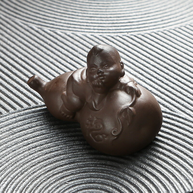 紫砂茶寵牛轉乾坤茶玩金蟾蜍擺件手工雕塑茶盤茶道具可養 4