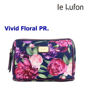 【le Lufon】牡丹花卉印花布拼接皮革 化妝包/手拿包/萬用包/多功能淑女隨身包-Vivid PR (共6色)