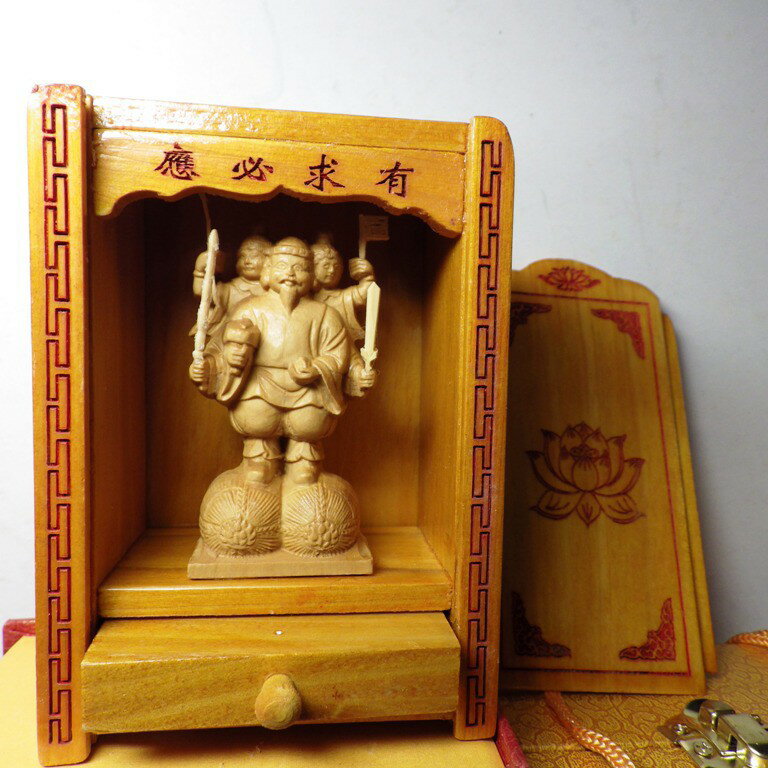 精品隨身佛龕 黃楊木六臂大黑天 木雕佛像