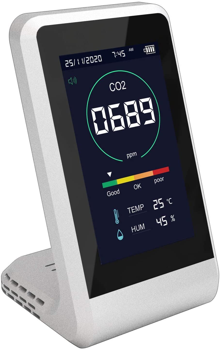 TOAMIT【日本代購】東亞產業 二氧化碳濃高精度測量器 充電式 鬧鐘功能 溫度 濕度測量
