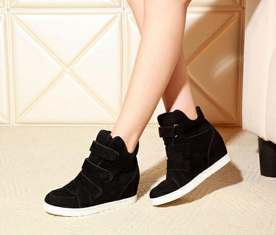 熱銷款女鞋 高幫魔術氈 平底內增高 豹紋厚底鞋 休閒鞋 厚底增高鞋 厚底休閒運動鞋 櫻桃嚴選 3