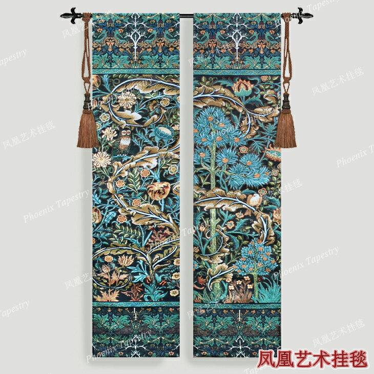 鳳凰藝術掛毯 滌綸新品 歐式壁毯 布藝軟裝 威廉莫里斯 藍色叢林