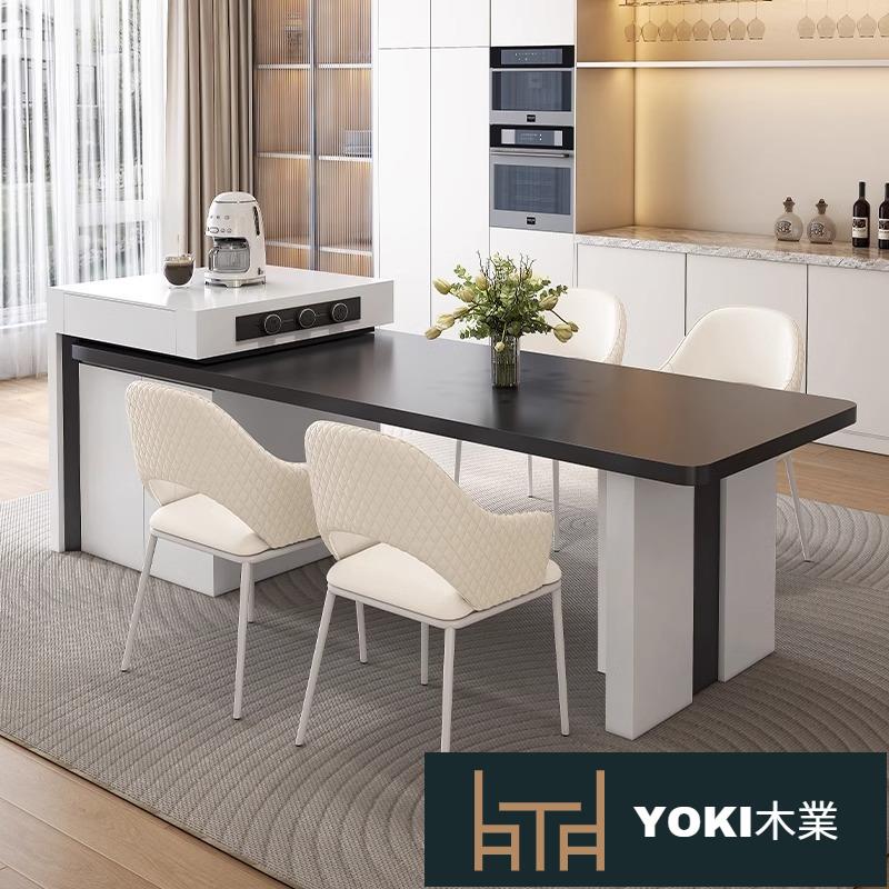 島臺意式極簡餐桌椅組合現代簡約家用長方形巖板餐廳大戶型桌子YYY79