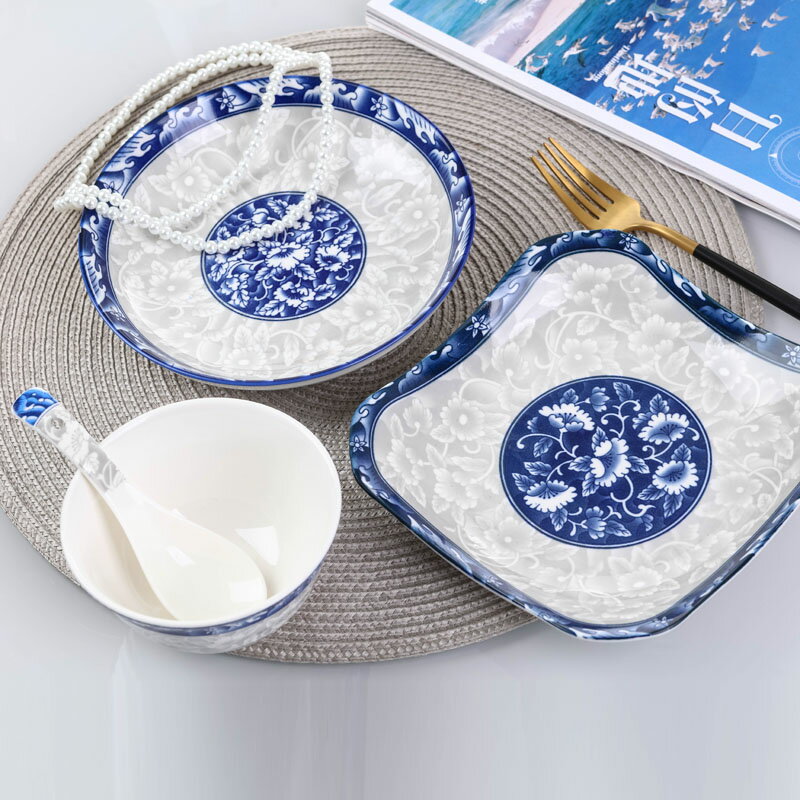 飯碗家用陶瓷青花碗中式喝湯碗吃麵碗 餐具組合飯碗瓷碗可微博