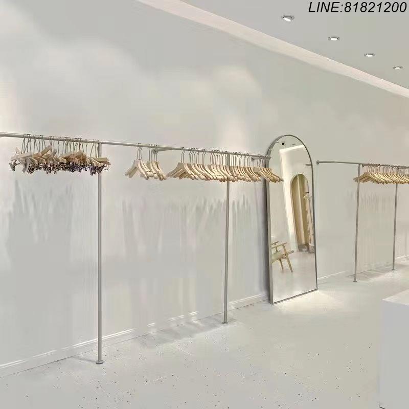 免運/速發 開立發票 加厚服裝店展示架女裝陳列架不銹鋼上墻壁掛式掛衣架童裝落地側掛 支援訂製