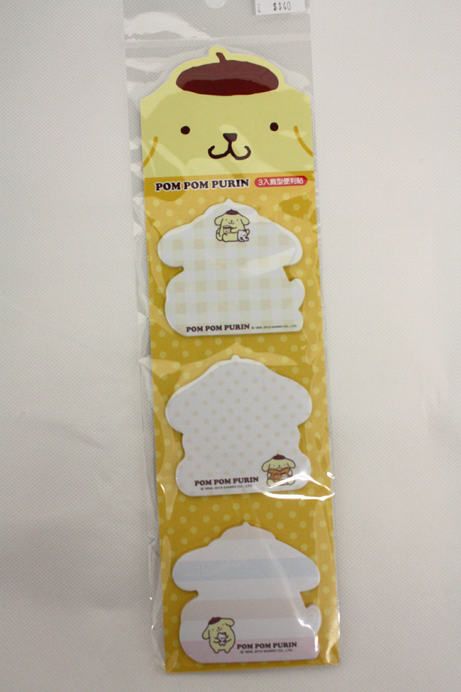大賀屋 布丁狗 3入 裁型 便利貼 便條紙 便條 三麗鷗 PN pom purin 正版 授權 T0001 454