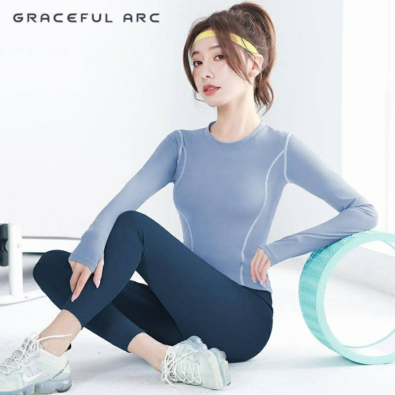套裝女 兩件套 速乾排汗 瑜珈套裝 2023秋季新品 跑步 套裝 專業訓練緊身衣 上衣女 長袖 瑜伽服